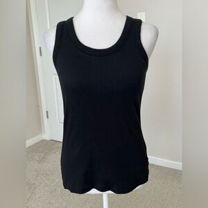 NWOT Papinelle Black Ribbed Tank Top with Shelf Bra Size XS